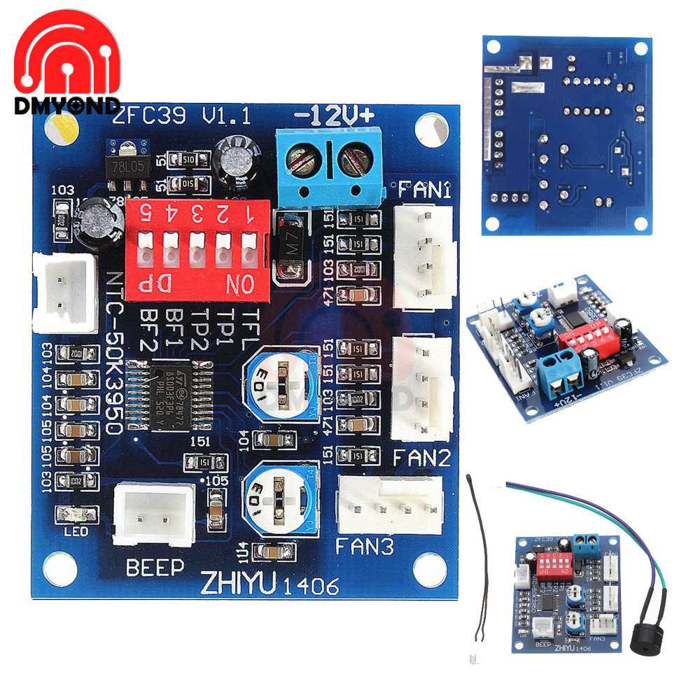 ✅&DC 12V 4 Wire High-Temp Fan Temperature Control Speed Controller CPU Module Temperature Alarm PWM 