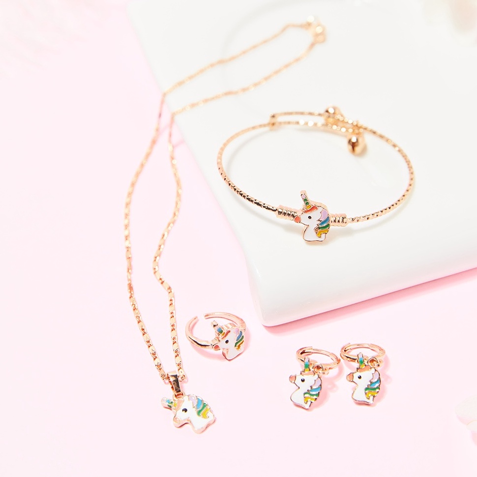 Harga Bersahabat Y043 Set Perhiasan Anak Unicorn Titanium Set anting gelang anak perempuan unicorn s