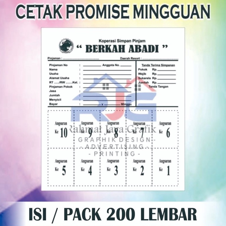 

(➤WOU-✔> Cetak Kartu Promise Mingguan 200 Lembar Angsuran Koperasi Simpan Pinjam Rahmat Jaya Grafika - paling.lariis.