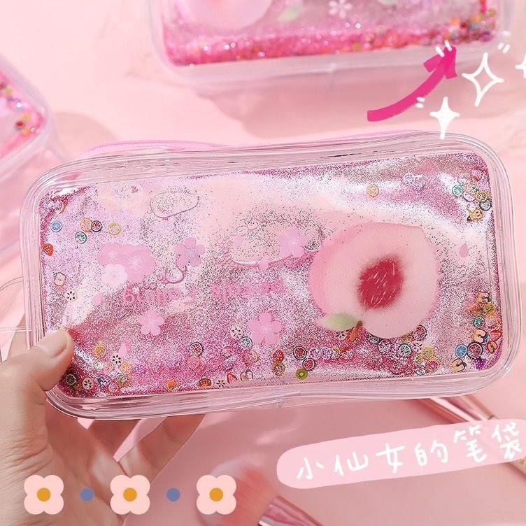 

[☎I◆N C> Tempat pensil Kotak Pensil Tas kosmetik GLITTER Quicksand Liquid Cute Animal -berkualiitas.