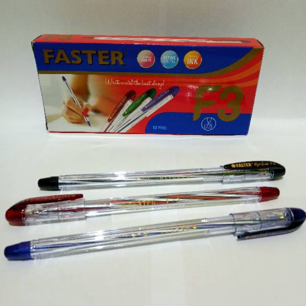 

Model Baru.. SELUSIN ( 12 PCS ) Ballpoint Bolpen Faster F3 0.5 mm Pulpen Faster F3 0.5mm ZFE