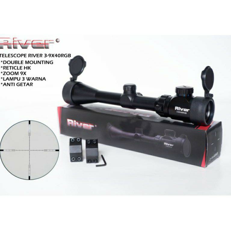 Teleskop RIVER 3-9x40 RGB HK Tutup Flip 8152