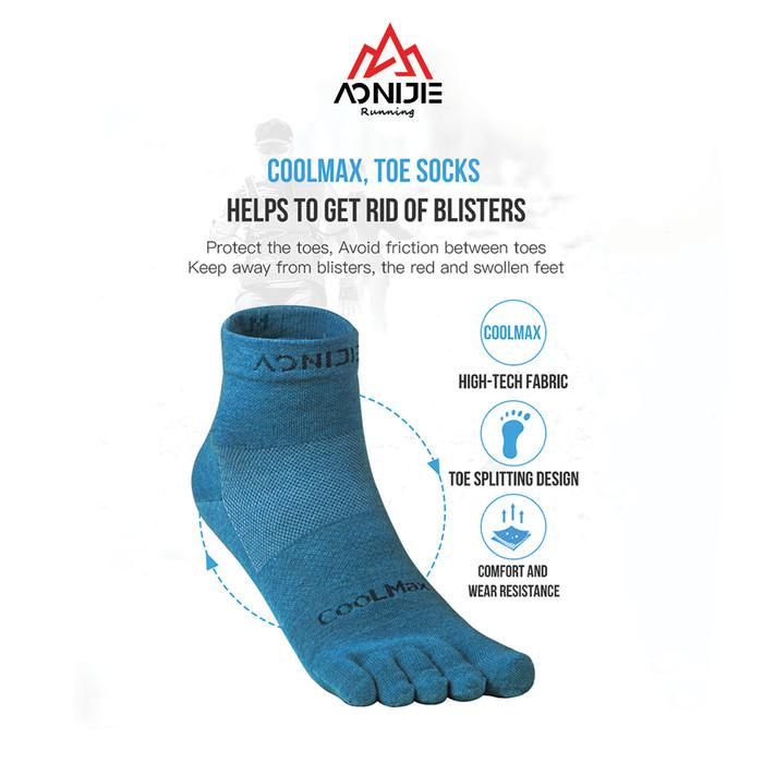 TERLARIS AONIJIE E4109S RUNNING TOE SOCKS - KAOS KAKI JARI LARI SEPEDA - BLACK