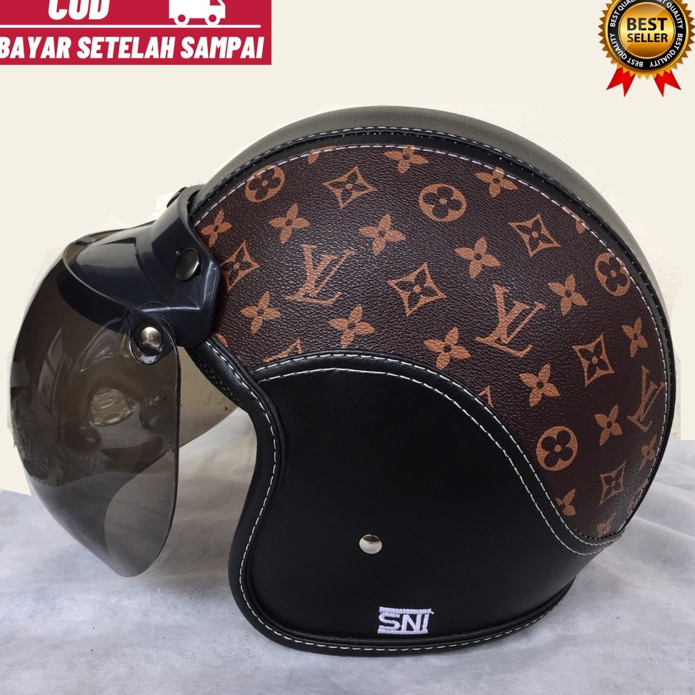 TERMURAH Helm bogo retro kulit motif lv
