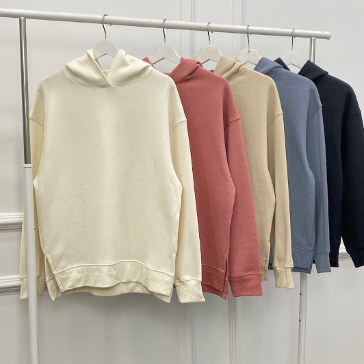 Ready Stock SWEATER HOODIE LENGAN PANJANG POLOS BAWAH SAMPING BELAH