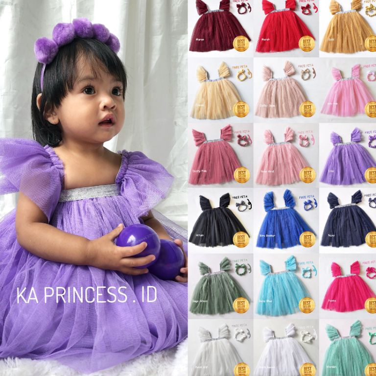Siap Kirim Gaun Pesta Anak Perempuan 1 Tahun Import Warna Lilac Rok Tutu Anak Cewek 12 - 18 Bulan Sa