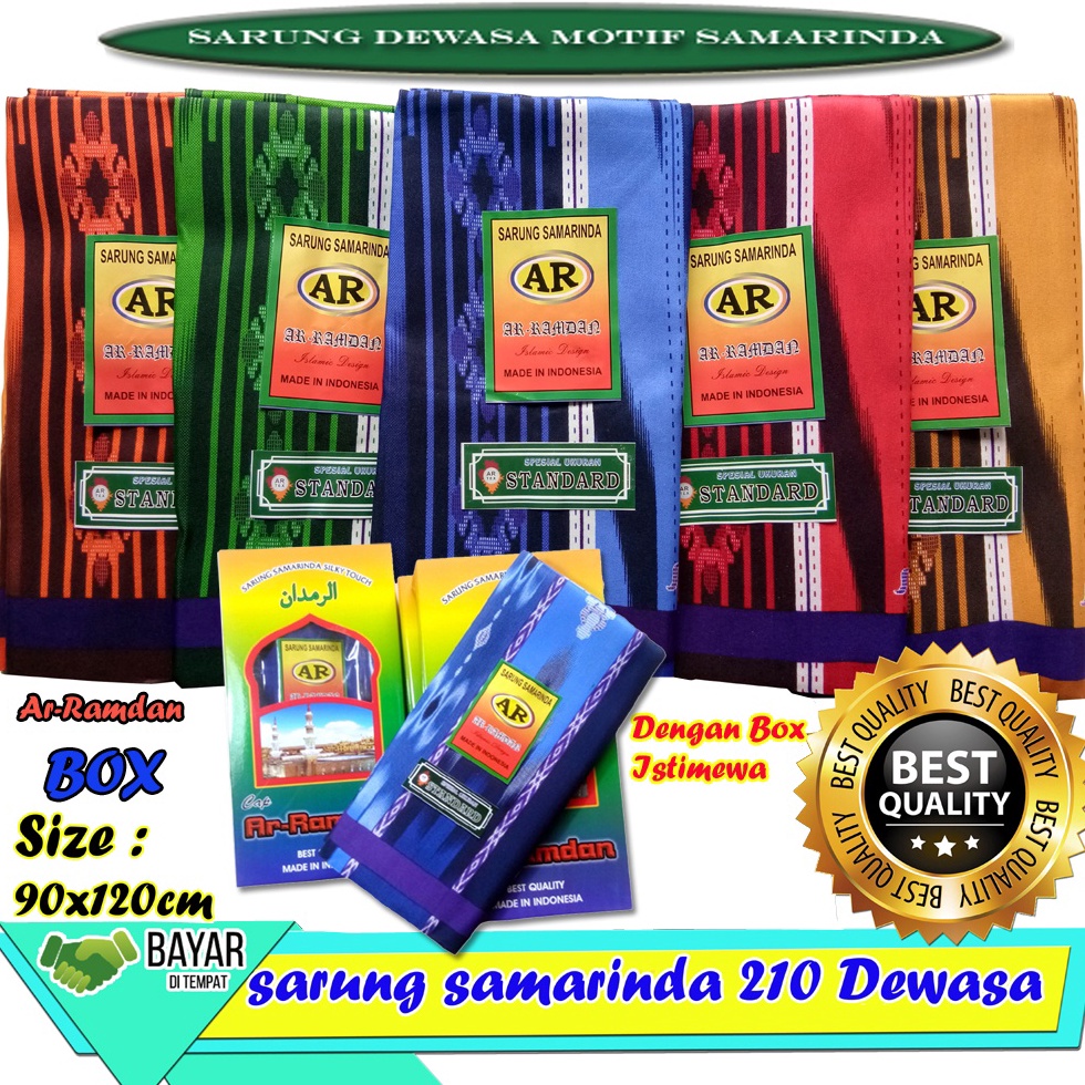 [ごJNH-☼&gt; Sarung Samarinda Pria Dewasa-Kain Sarung Motif 210 Sutera Samarinda Dewasa 90x120cm AR-Ramdhan / top.produuk..