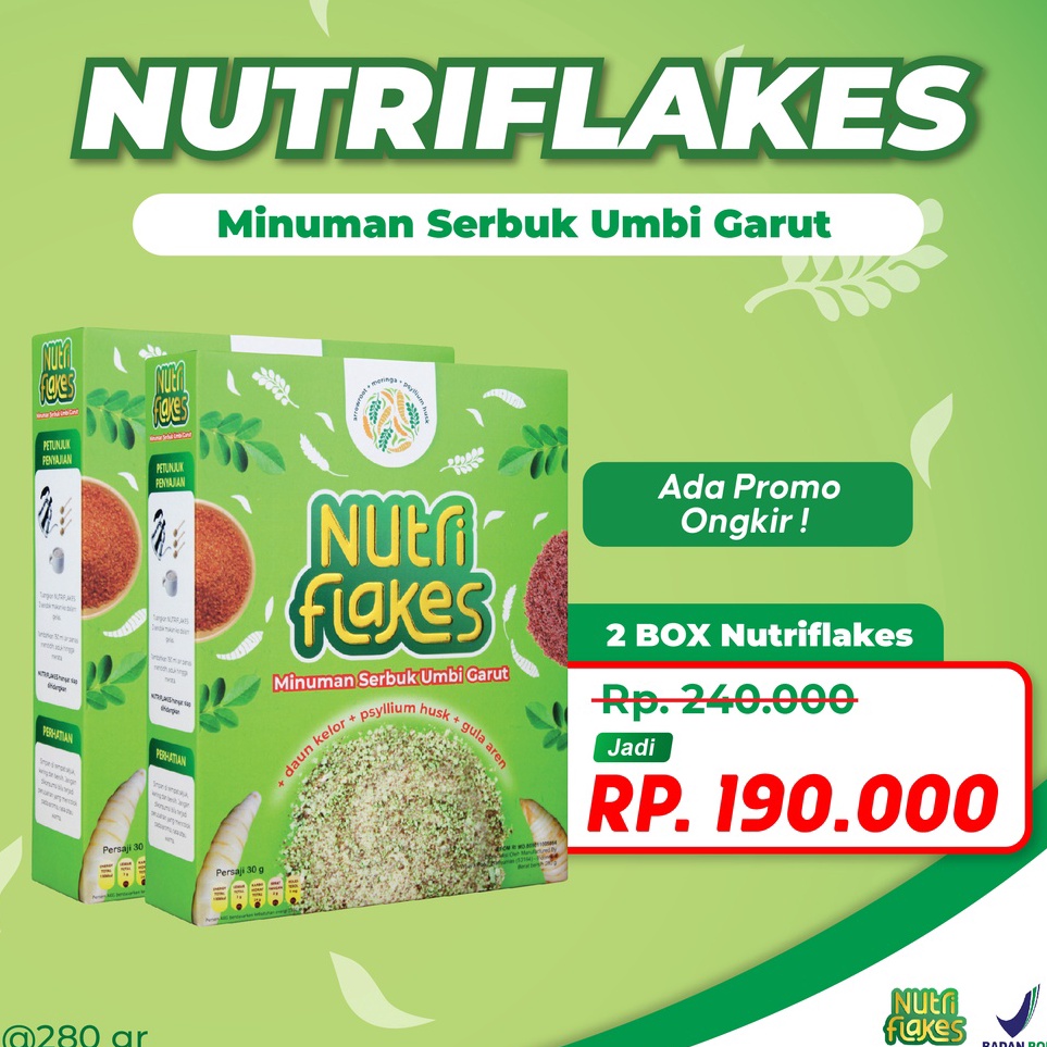 

(VP➛/H◆> Nutriflakes Umbi Garut Asam Lambung Ori 2 Box- banyak dimiinati.