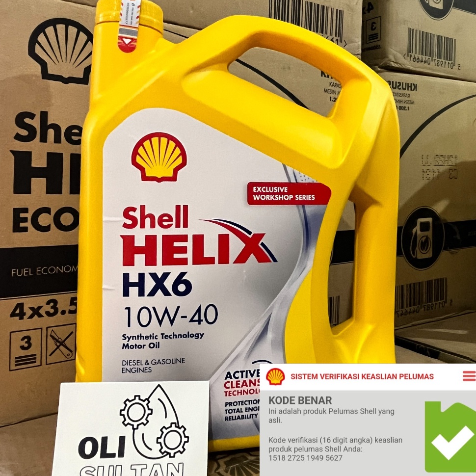 TERBARU SHELL HELIX HX6 10W-40 4L | ORIGINAL BARCODE HIJAU | OLI MOBIL | OLI SHELL