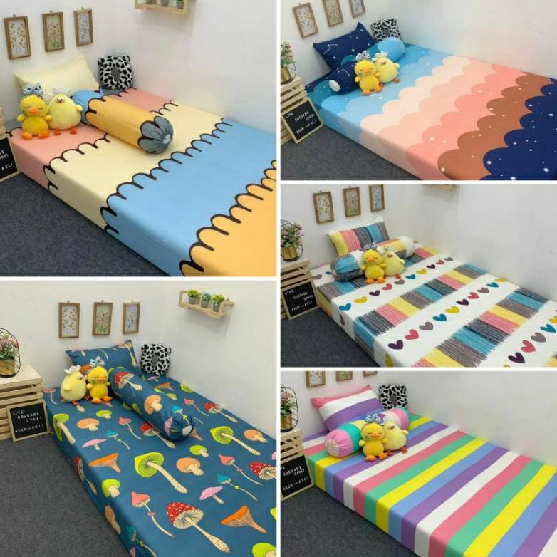 

New Grosir_Solo || Sprei Aesthetic Sunshine Rainbow Biscuit Cookies Crayon Lolipop Jamur Enoki Avocado New !!