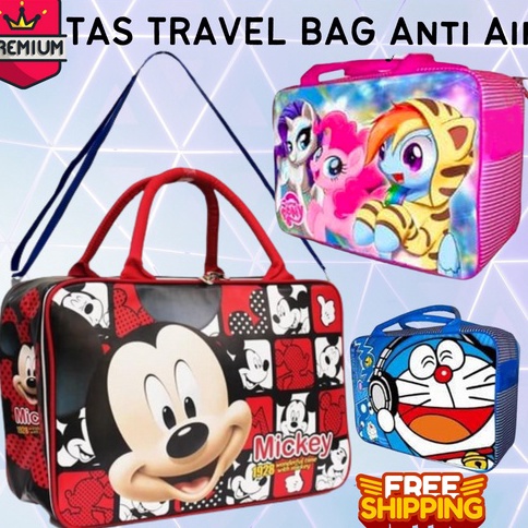 Viral COD ~ BIG SIZE Travel Bag Anti Air selempang + jinjing motif karakter BTS bt21 mickey mini dor