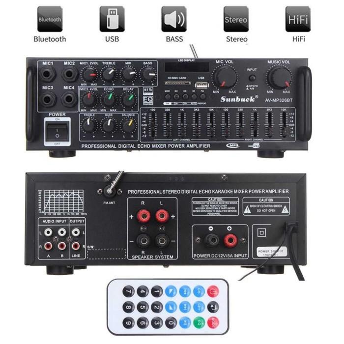 Sunbuck Bluetooth Eq Audio Amplifier Karaokehometheater 2000W Av-326Bt