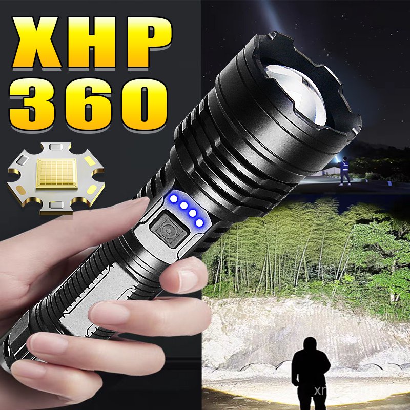 ✅&Most Powerful XHP360 LED Flashlight Type-c Rechargeable High Power Torch XHP50.2 Zoom 1500m Lanter