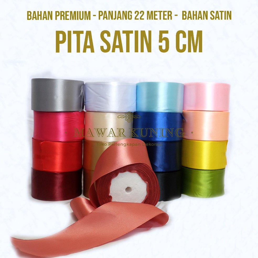 

[CODE BARANG 496AFH] [ 5 CM x 22 M ] Pita Satin Untuk Kado / Buket Bunga / Hadiah Lainnya 180