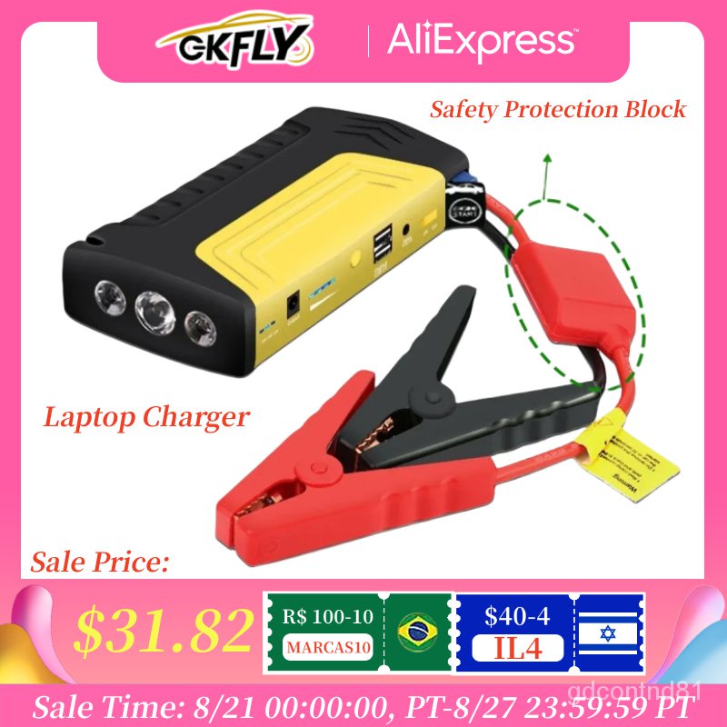 ✅&GKFLY Starting Device 12V 600A Car Jump Starter Power Bank Quick Starting Car Charger Booster Jump