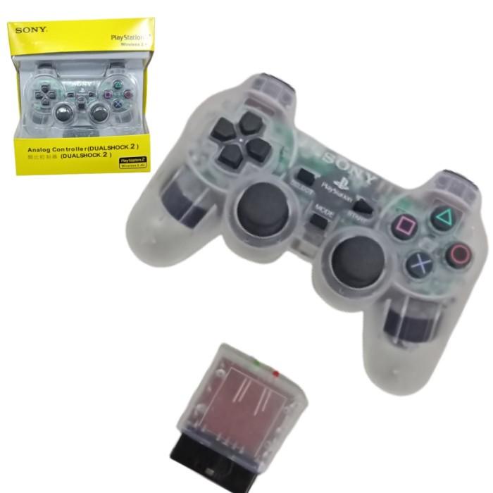 TERLARIS STIK STICK PS2 WIRELESS ORI ORIGINAL PABRIK TRANSPARAN