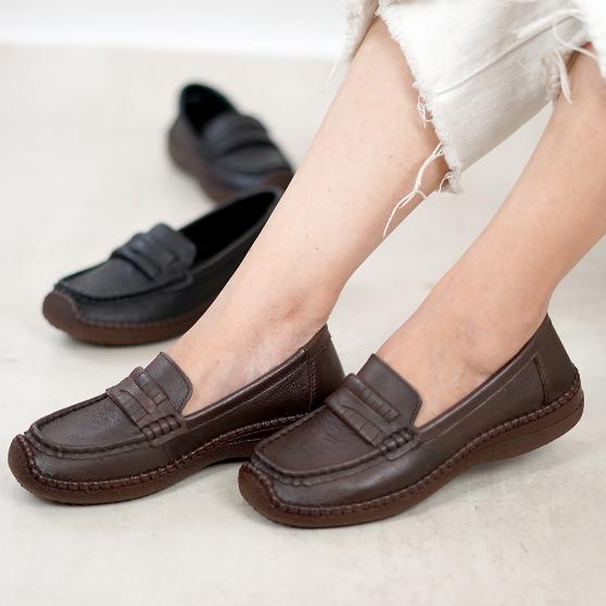 ABU085 POLLUX MONDAY WDQ 8828 - FLAT SHOES WANITA BAHAN KULIT **