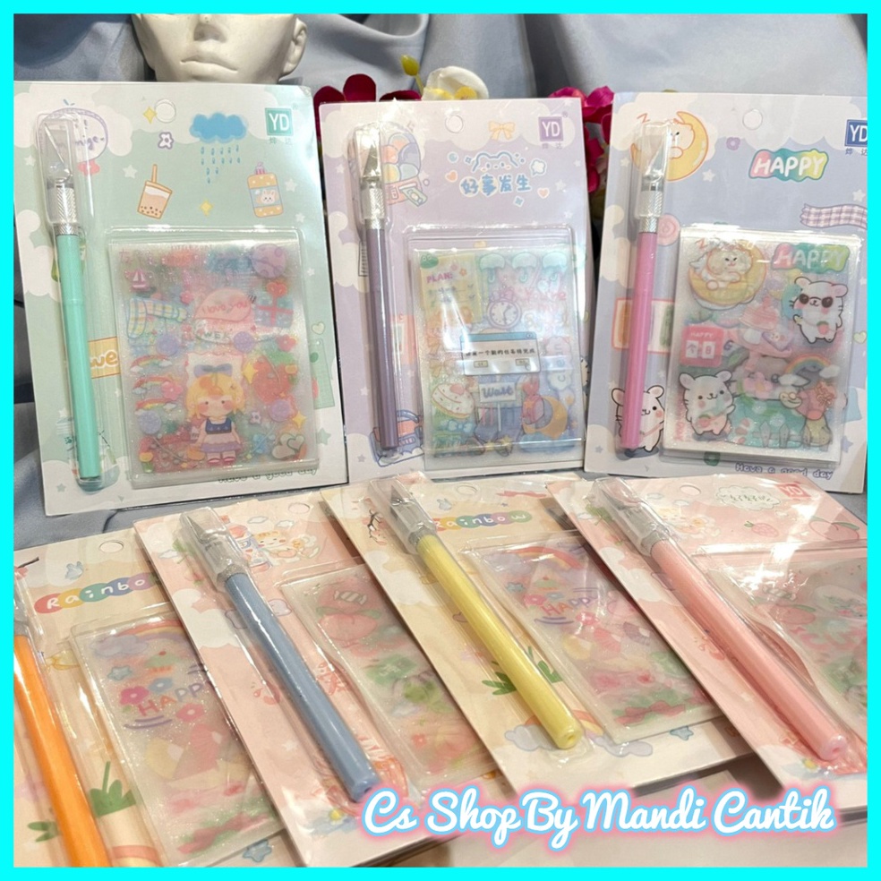 

#Sale￣Paket Sticker Mini Lucu Buah Hewan FREE Pisau Unik Termurah Bisa COD