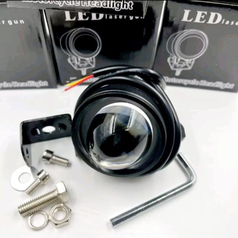 LAMPU TEMBAK MINI BILED  D2 LASER GUN 4D T20 T20X PROJEKTOR 2 WARNA JAUH PUTIH DEKAT KUNING SINAR FO