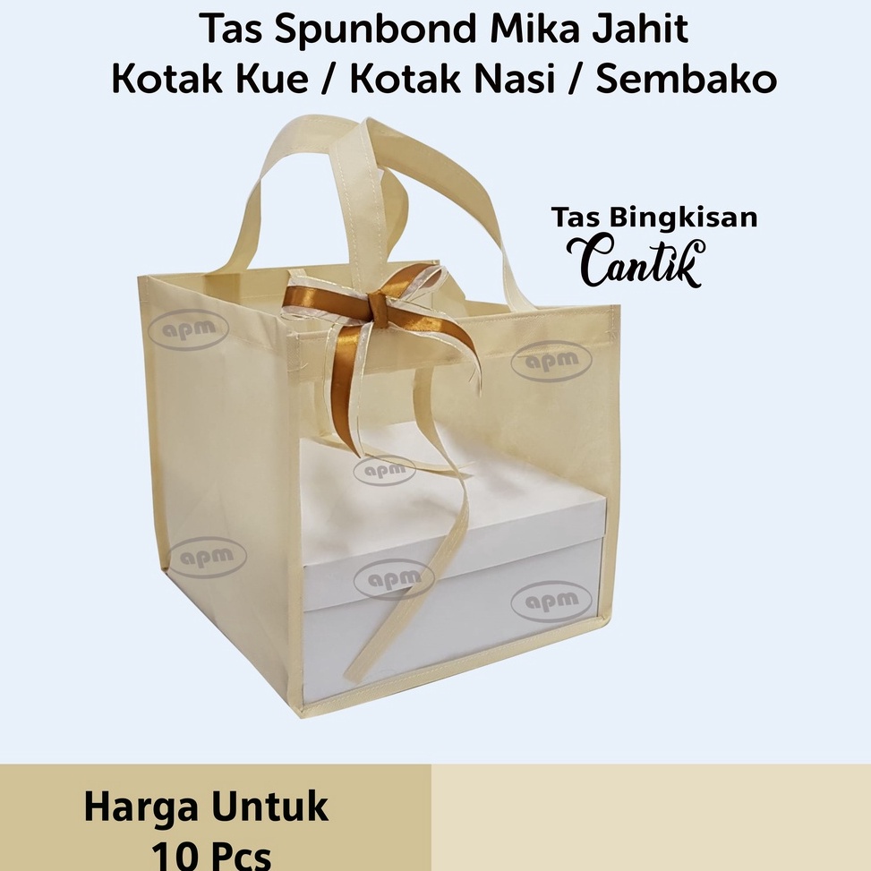 

KU8877 Tas Spunbond Mika Jahit Kotak Kue / Kotak Nasi / Sembako ➝Ready