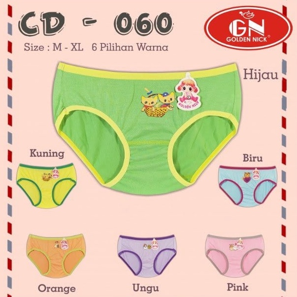 Hot Sale 12 Pcs - CD Anak Perempuan GOLDEN NICK GN 060 / 061 | Celana Dalam Anak Perempuan List Warn