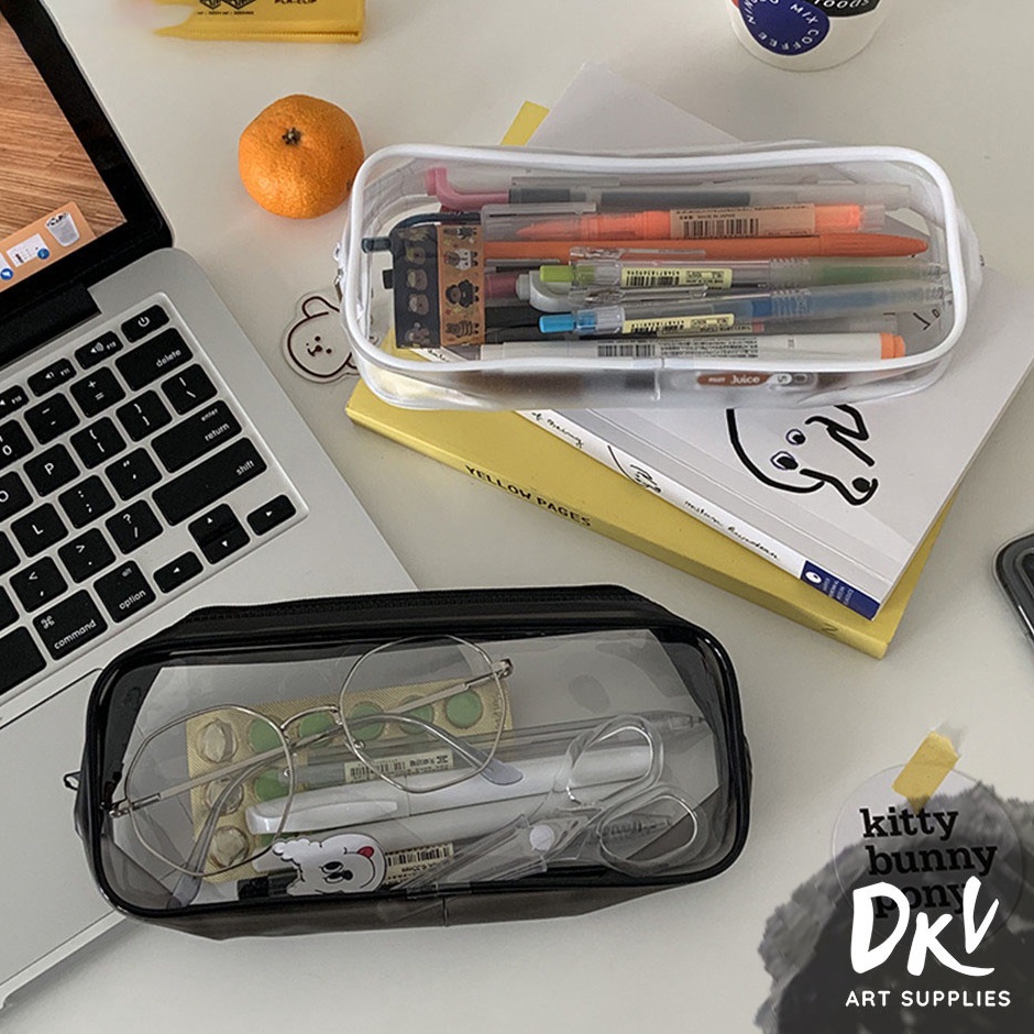 

☋Ready Stok Kotak Pensil Korea / Tempat Pensil Transparan Transparent PVC case plastik Resleting simple bening Z81