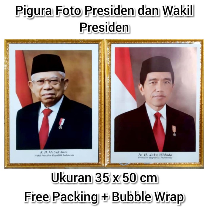 Pigura Foto Gambar Presiden dan Wakil Presiden Bingkai Ukuran 35x50cm