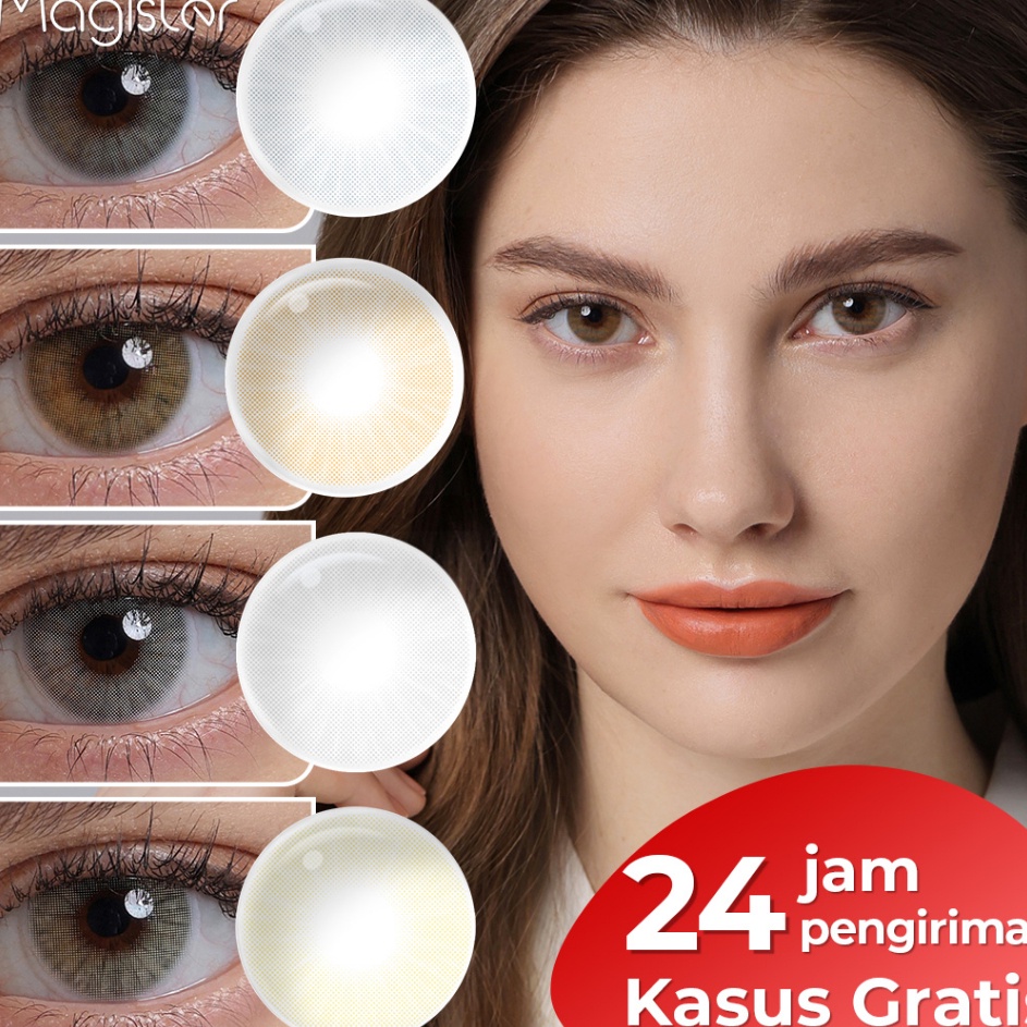 Harga Promo5m0La (COD)Magister softlens lensa mata penuh gaya dan cantik，softlens grey/brown，lensa k
