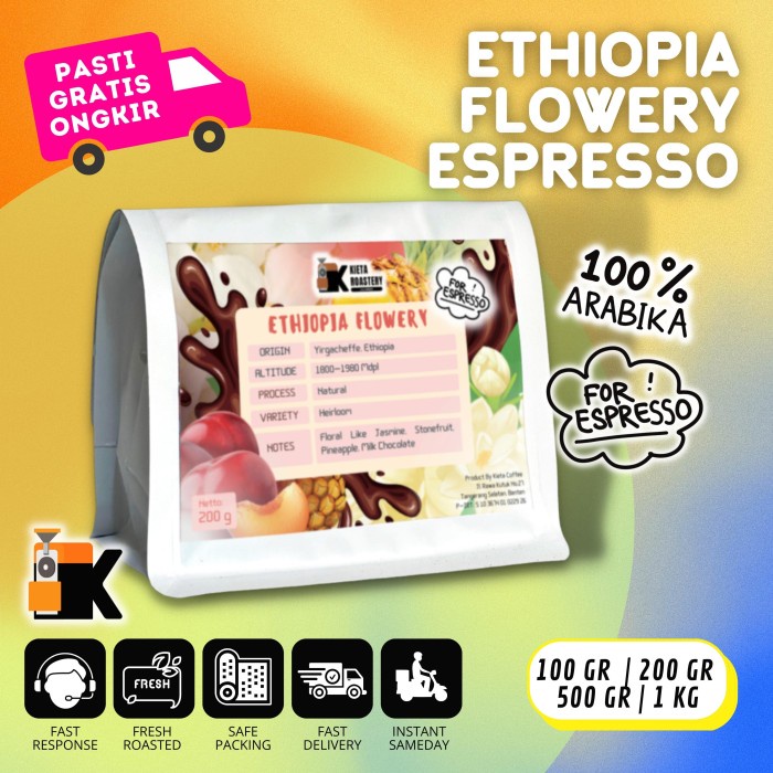 

Berkualitas Biji Kopi Ethiopia Yirgacheffe Flowery Espresso 200 Gr Diskon