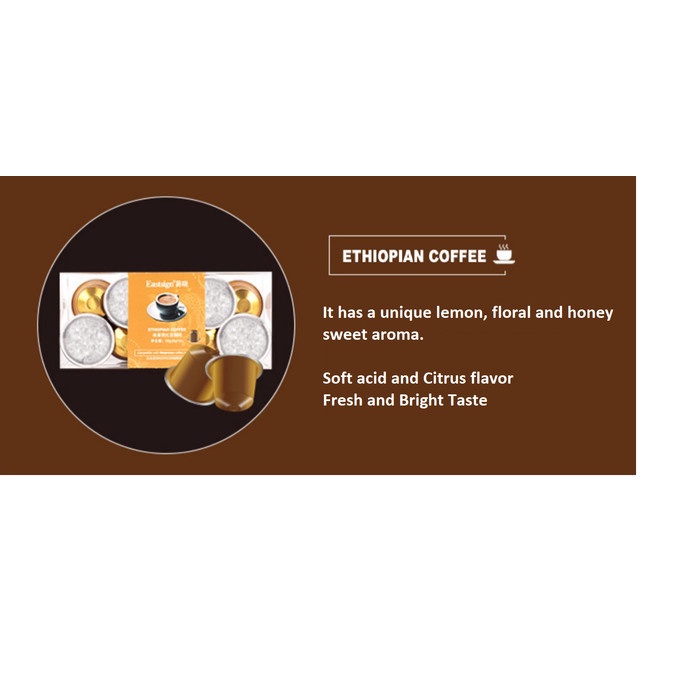 

Hemat Nespresso Capsule Compatible - Ethiopian Coffee By Eastsign (10Caps) Sale!!!
