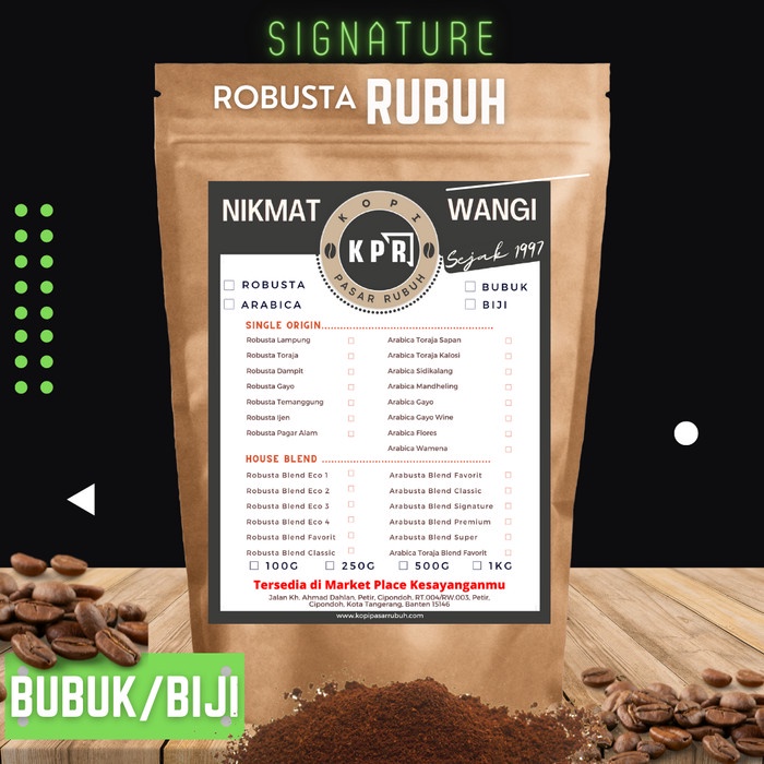 

Produk Unggulan Kopi Pasar Rubuh - Kpr - Robusta Rubuh Diskon