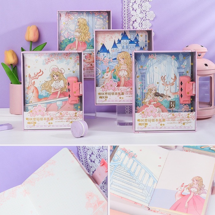 

Terlaris Notebook Diary Cherry Blossom + Password Lock Buku Tulis Planner 1970