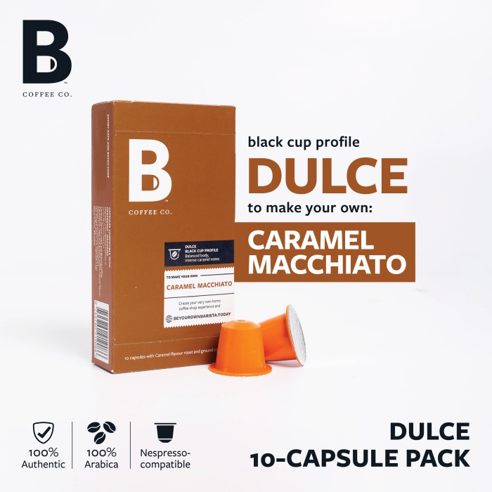 

Hari Ini B Coffee Co. Dulce Caramel Macchiato Kopi Nespresso Compatible Capsule Berkualitas