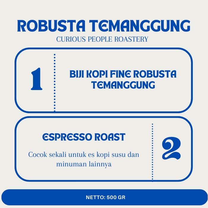 

Cuci Gudang Kopi Susu Fine Robusta Temanggung - 500 Gr Berkualitas