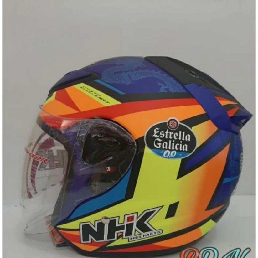 HELM NHK R6 GP EDITION RYUSEI BLACK BLUE DOFF-HALF FACE-SNI - Ryusei