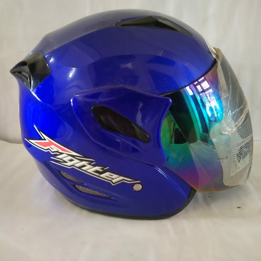 HELM GM FIGHTER SOLID - SNI - HALF FACE - Biru, M