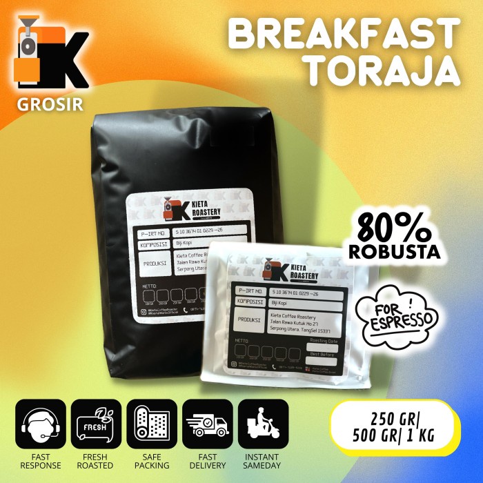 

Mantap Espresso Breakfast Toraja Blend By Kieta Coffee 250Gr (Biji/Bubuk) Murah