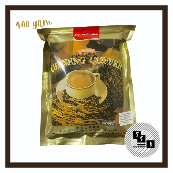 

Star Gold Choice Instant Gingseng Coffee / Kopi Gingseng Malaysia 400G/20S Terbatas