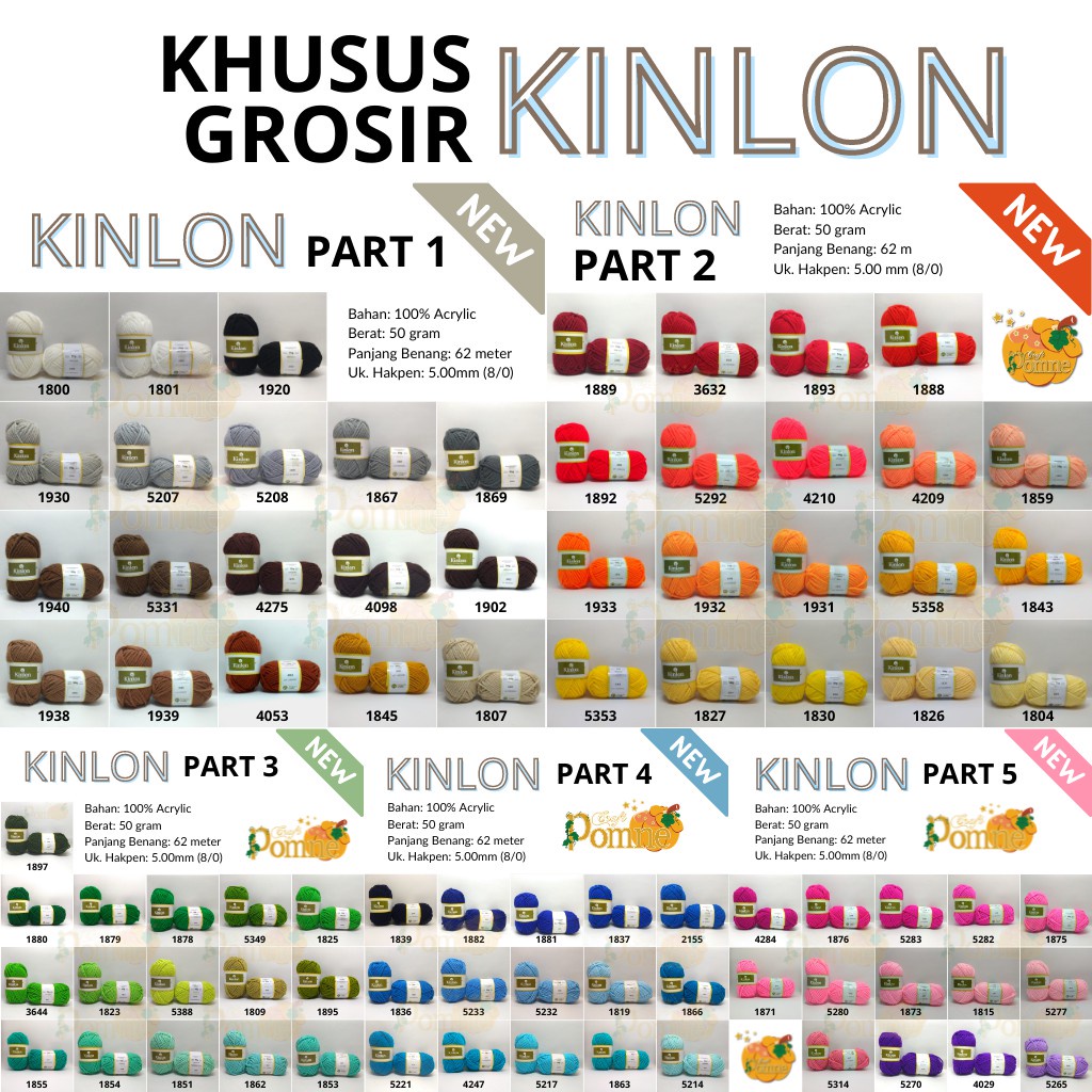 MT3 GROSIR BENANG WOL KINLON ACRYLIC - BENANG RAJUT KARPET AKRILIK GAA