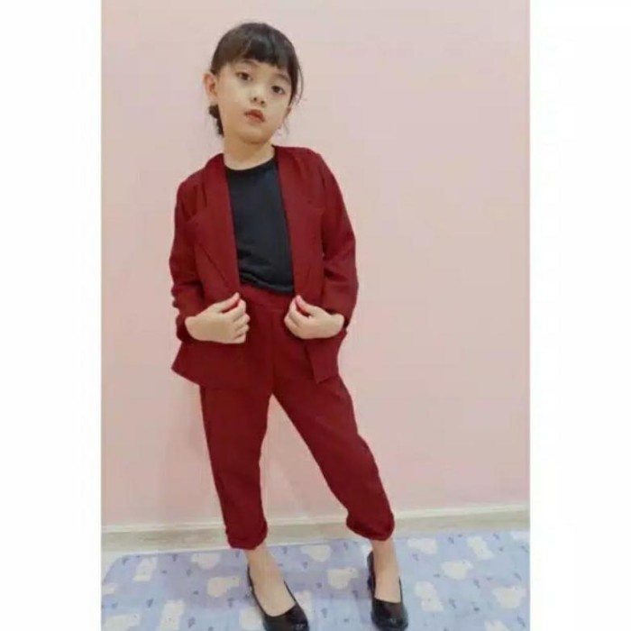 Setelan Baju Anak Perempuan Set Blazer 3in1 Umur 2-8tahun One Set