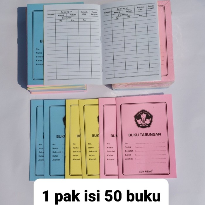 

Terlaris Buku Tabungan Sekolah, Isi 50 Pcs/Pak, Merk Sun Reno Made In Indonesia