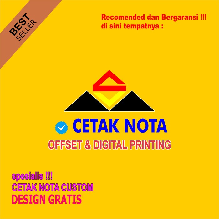 

Terlaris Cetak Nota/Nota Laundy/Nota Sembako/Nota Custom 1/4F 10 Buku Warna