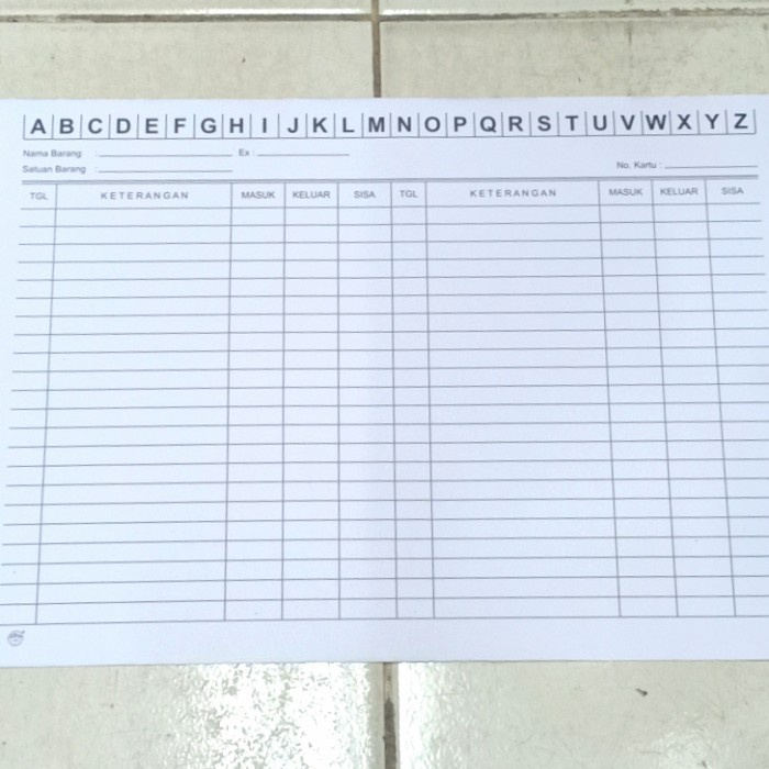 

Terlaris Kartu Stok Persediaan Barang Besar 1Pack(Isi 100 Lembar)