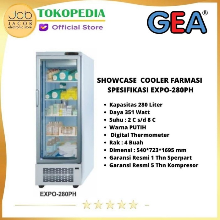 Terlaris Gea Showcase Farmasi Pharmaceutical Refrigerator 280 Liter Expo-280Ph