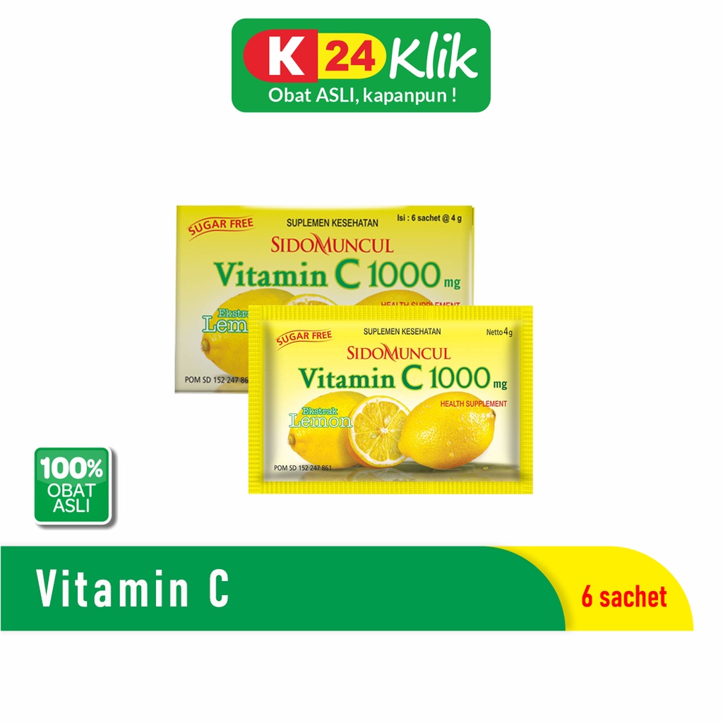 Sidomuncul Vitamin C 1000 Serbuk Lemon (1 Dos Isi 6 Sachet)