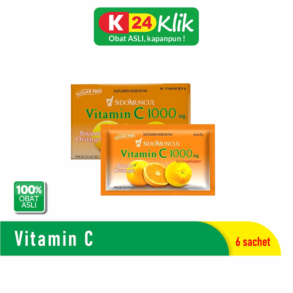 Sidomuncul Vitamin C 1000 Serbuk Orange (1 Dos  Isi 6 Sachet)