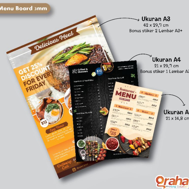 

[CODE BARANG 526MON] Cetak Daftar Menu Board / Papan Menu / Menu Resto Flash Sale