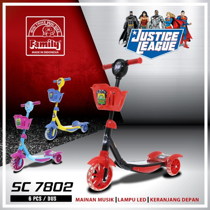 Terlaris (Gojek/Grab) Scooter Anak Family Sc7802 Special Edition Justice League
