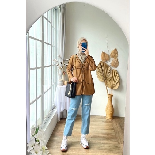 ✭Buruan Beli✱ BWQU0 CARDIGAN POLOS MTB LIST RAJUT KNIT HALUS POLOS JAHIT TERBALIK KANCING JUMBO XXL 