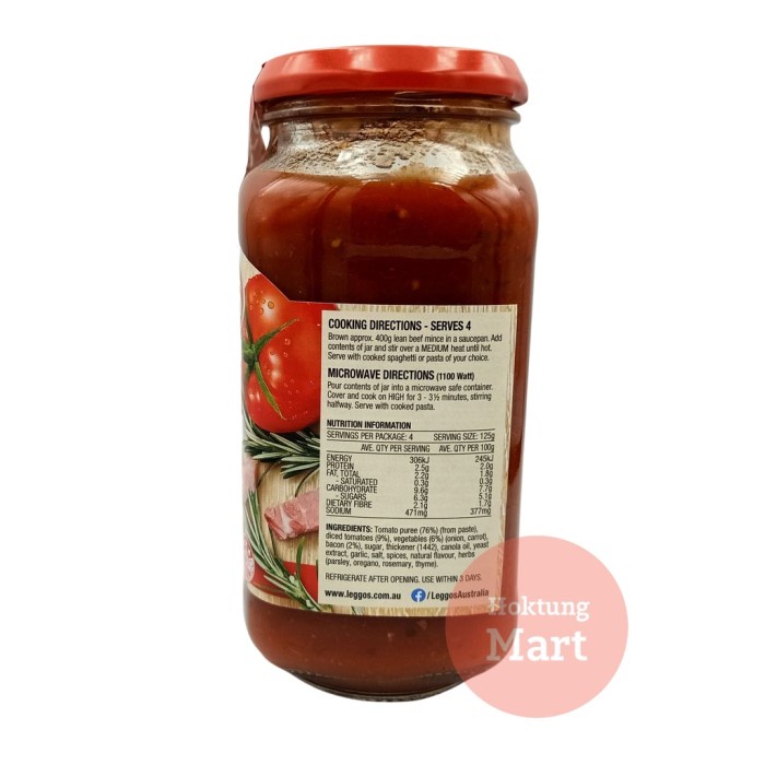 

Leggos Bolognese Pasta Sauce/Bumbu Bolones 500Gr